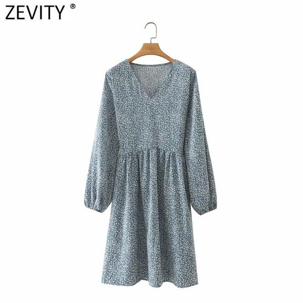 

casual dresses zevity 2021 women fashion v neck long sleeve floral print mini dress female chic slim pleats design kimono vestido 8745, Black;gray