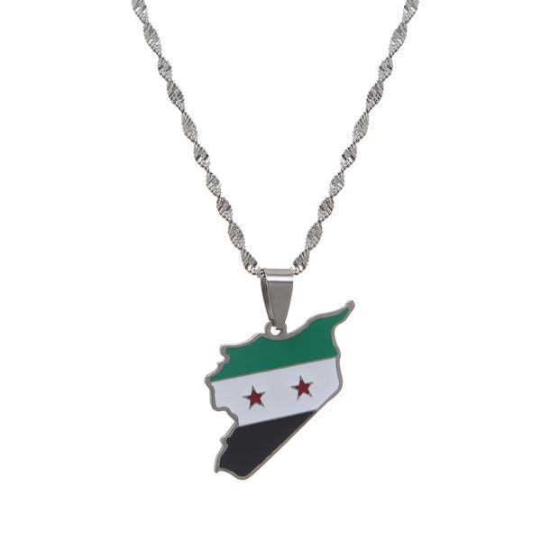 

syria map flag pendant necklaces fashion syrians map jewelry, Silver