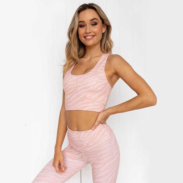 

tracksuits autumn style pink stripe digital printing yoga fitness suit sports two piece set, Gray