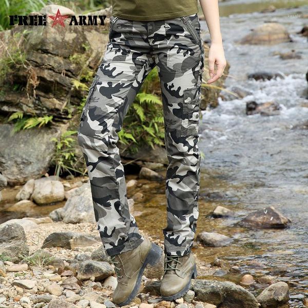

autumn pattern army styles women pants combat cargo cotton pocket female winter overall -9598 women's & capris, Black;white