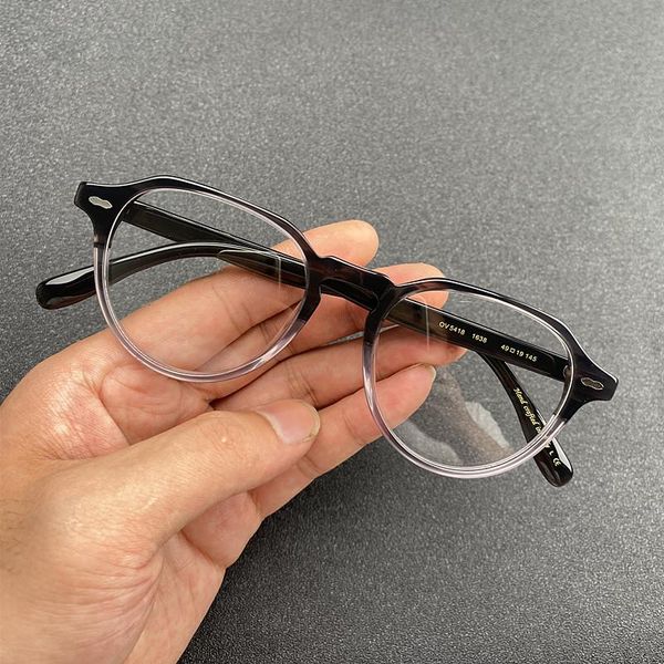 

fashion sunglasses frames vintage round eyeglasses frame men acetate prescription optical glasses women 2021 myopia oliver oval, Black