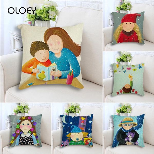 

cushion/decorative pillow linen cushion cover, household girl pattern bedroom office car decoration cover 45x45 cm .