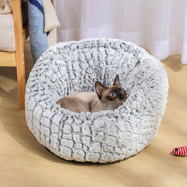 

dog houses & kennels accessories thickened round plush pet bed winter soft drawstring design adjustable puppy nest creative for cats dogs