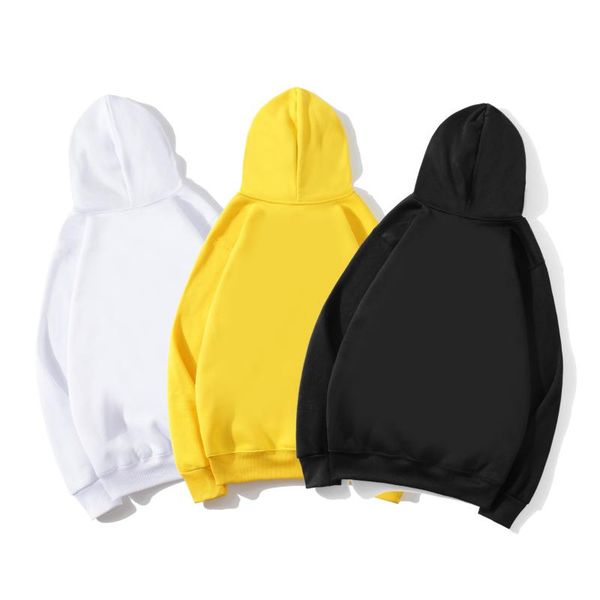 

men's / women's fashion hoodie 2021 spring and autumn leisure fleece solid color pocket sport pullover hoodies & sweatshirts, Black