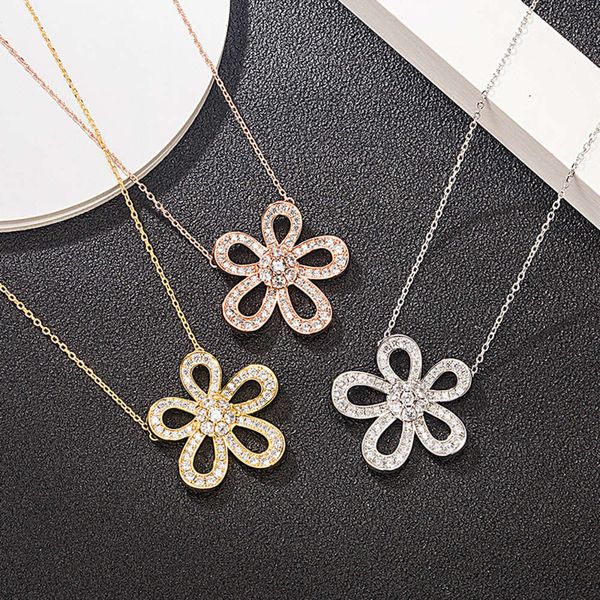 

s925 silver clover sunflower necklace for women, Black