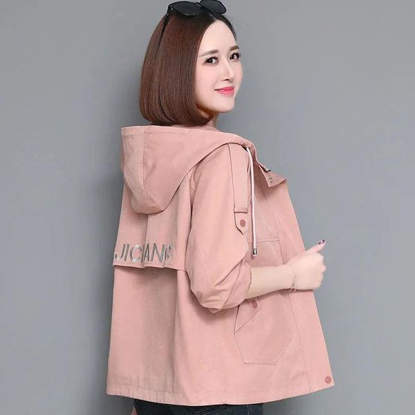 

women's trench coats women windbreaker spring autumn jacket 2021 korean fashion loose casual outerwear female large size short overcoat, Tan;black