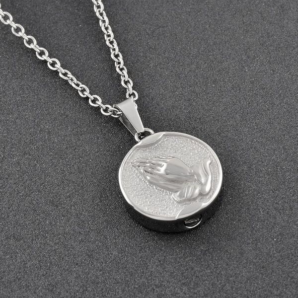 

pendant necklaces sjfe993 pray for you human cremation 10 pcs/ lot never fade stainless steel urn ashes jewelry loved one, Silver