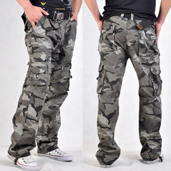 

fashion casual loose multiple bag women pant camouflage youth cotton dp cargo trousers, Black