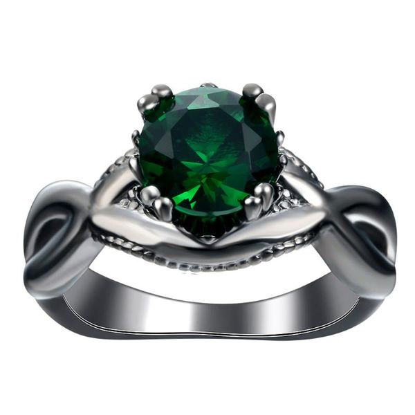 

wedding rings hainon fashion green cz zircon jewelry vintage black gold color engagement for women bijoux bague femme party accessories, Slivery;golden