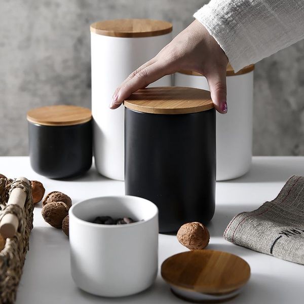 

storage bottles & jars 55household ceramic airtight jar nordic style coffee tea seasoning multigrain creative with lid cereal dispenser