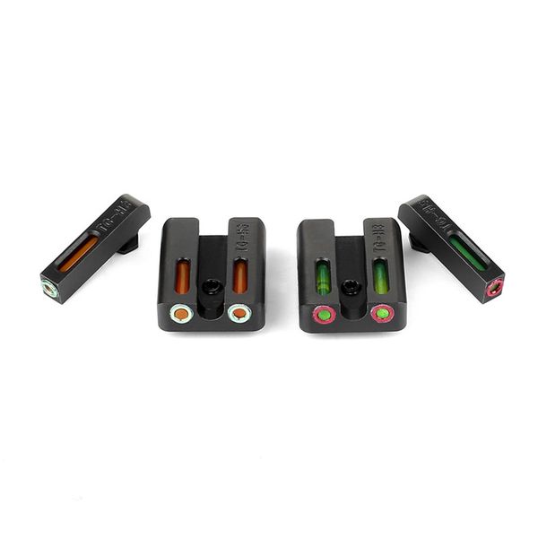 Mirini da caccia Red Green Dot Mirini notturni anteriori e posteriori in fibra ottica tattica in acciaio inossidabile per pistole Glock 17 17L 19 22