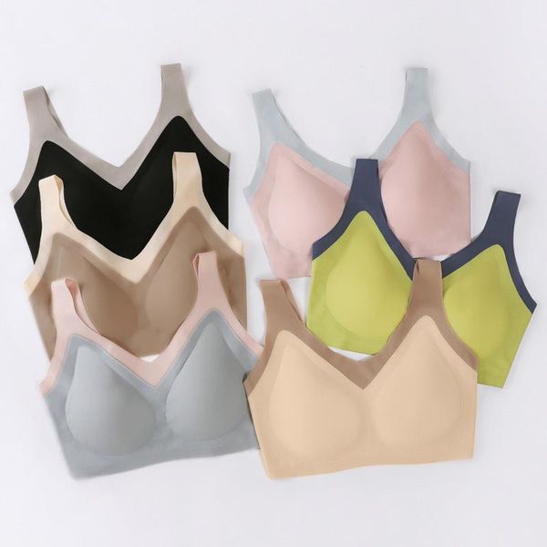 

bras for women seamless bra cotton breathable underwear wireless with pads push up support bralette plus size s-2xl, Red;black