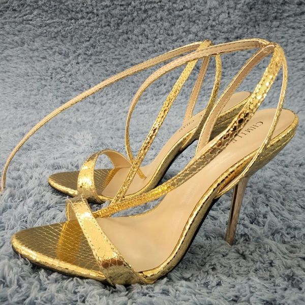 

sandals women stiletto thin iron high heel sandal ankle strap buckle open toe gold snakeskin party bridals ball lady shoe 3845-i10 rltr, Black