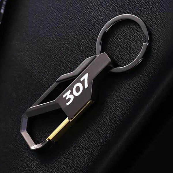 

keychains metal alloy car keychain laser style buckle waist key chain logo ring for peugeot 307 2021, Silver