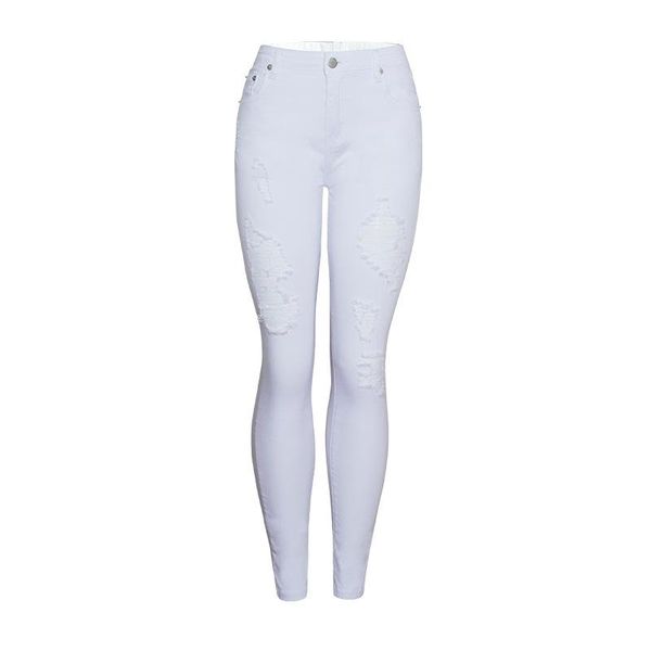 

women's pants & capris fashion slim solid color white hole feet high waist and thin pencil, Black;white