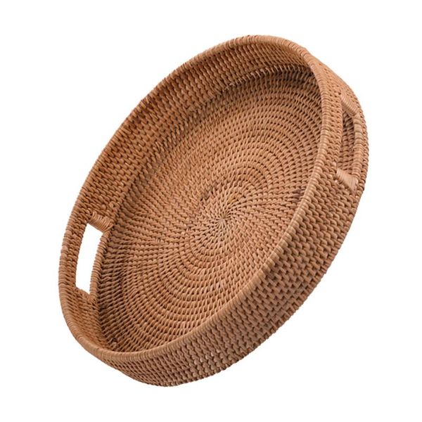 

1pc hand-woven fruit plate rattan basket multipurpose tray storage baskets