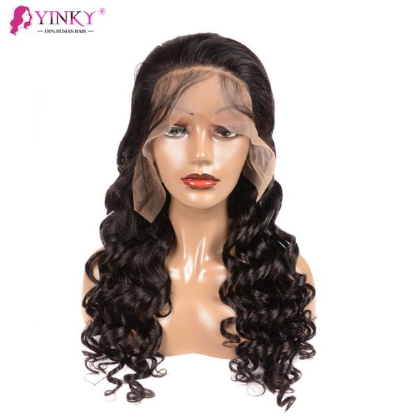 

lace wigs brazilian hair loose wave front wig 30inch body frontal 13x6 closure for women human, Black;brown