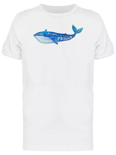 

blue whale king of ocean slogan men's tee -image by shutterstock, White;black
