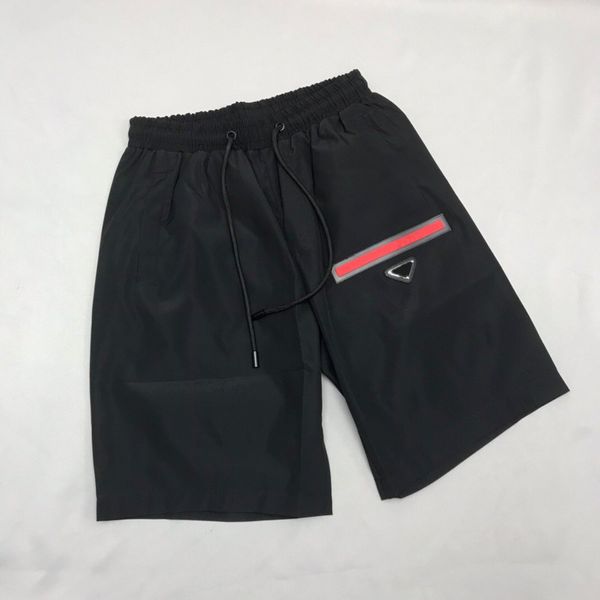 

21ss fashion summer italy metal logo red silicone applique nylon beach shorts women men high street middle jogging pants, White;black
