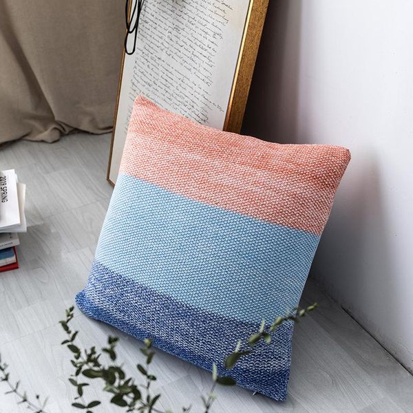 

cushion cover decorative pillow case fresh simple modern rainbow colorful knitting throw room sofa bedding decoration cushion/decorative