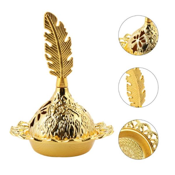 

1pc mini incense burner goldren wrought iron censer deskdecoration fragrance lamps