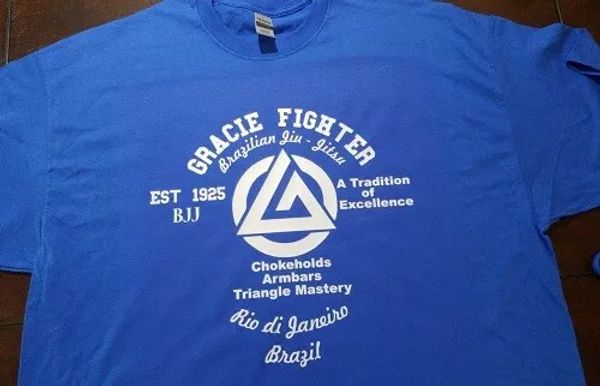 

gracie fighter jiu jitsu mma t shirt tee rio de janeiro brazil, White;black
