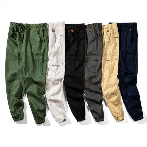 

cargo brand clothing harem women pants loose fashion multi pocket solid casual male trousers plus size 4xl, Black