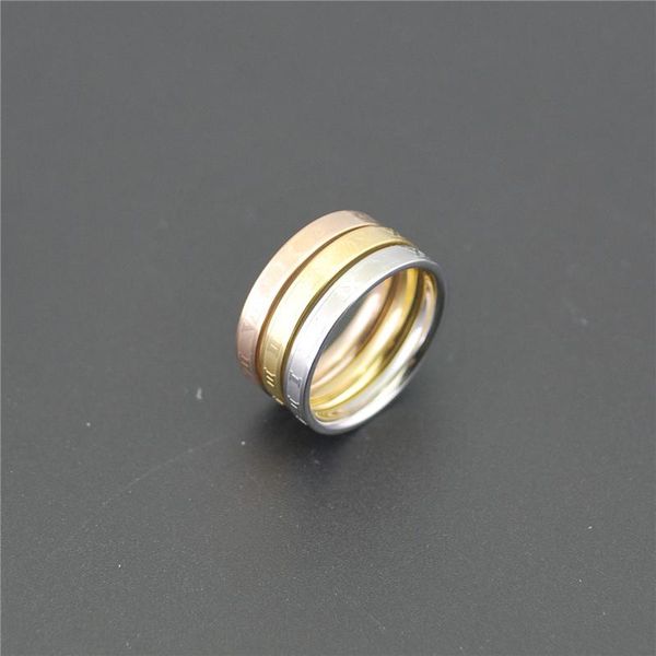 

wedding rings trendy jewelry bohemian three circle couple ring for women vintage retro multi color stainless steel band christmas gift, Slivery;golden