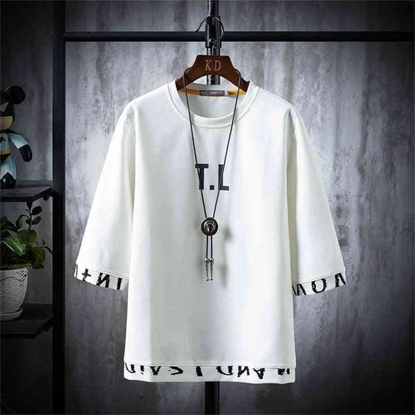 

new arrival letter men's t-shirt print cotton summer short sleeve o-neck tees male fashion shirt 210409, White;black