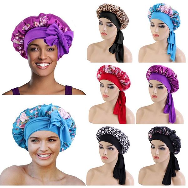 

beanie/skull caps satin bonnet sleep cap for women large braids bonnets sleeping soft & comfortable elastic band head wrap, Blue;gray