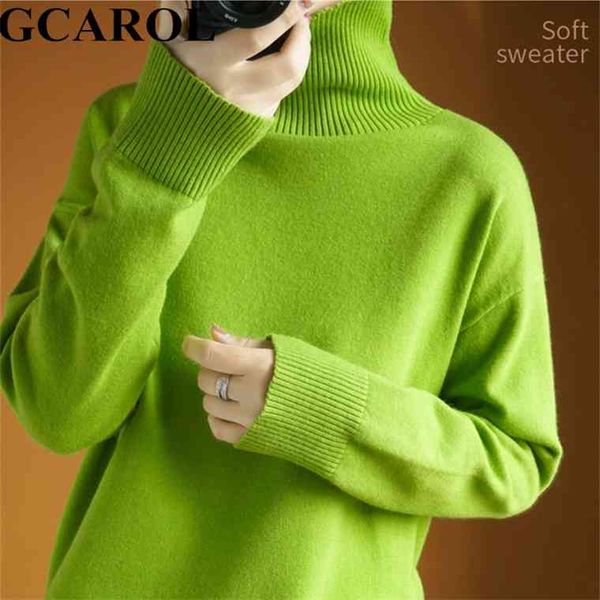 

gcarol women cashmere turtleneck sweater 30% wool thick minimalist ol jersey warm casual oversize knit jumper pullover, White;black