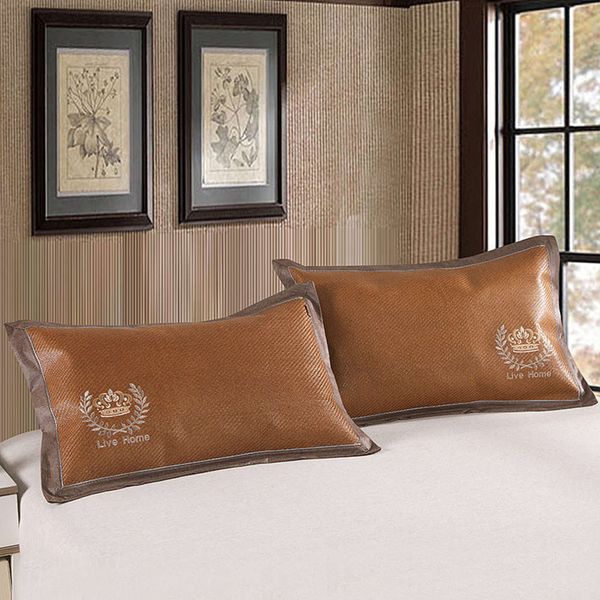 

pillow case summer embroidered pillow ice silk sheet rattan cool mat