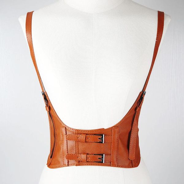 

belts faux leather belt waistband adjustable vest waist crop female coat accessory solid color shape corset, Black;brown