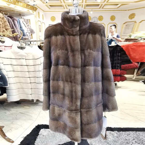 

women's fur & faux 2021 winter real mink coat woman fashion high grade casual women 9013l85, Black