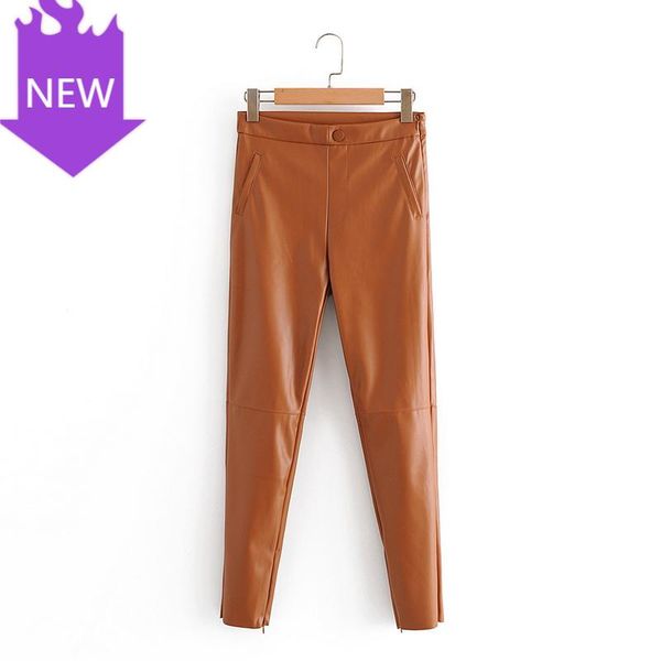 

high waist velvet long pencil pants for women autumn winter womens pu skinny faux leather streetwear women's & capris, Black;white