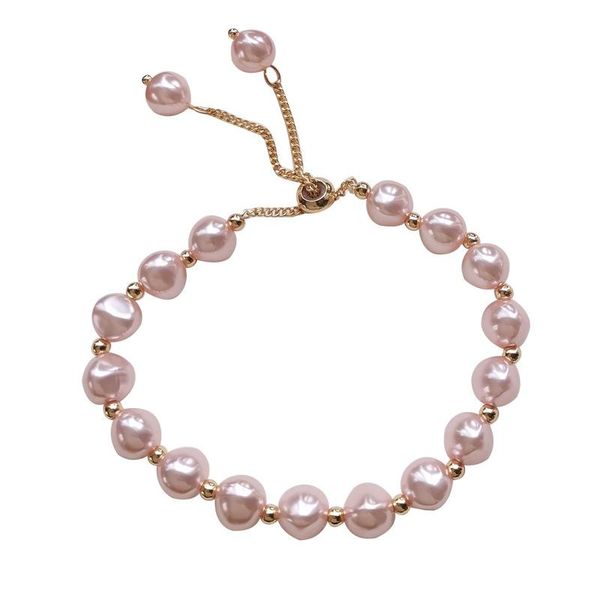 

charm bracelets women fashion imitation pearl for lovely classic pink bracelet jewelry gifts, Golden;silver