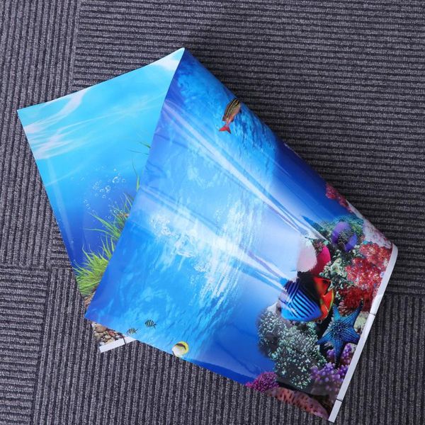 

decorations aquarium fish tank background sticker 3d double-sided adhesive wallpaper decorative pictures (42x30cm, style a)