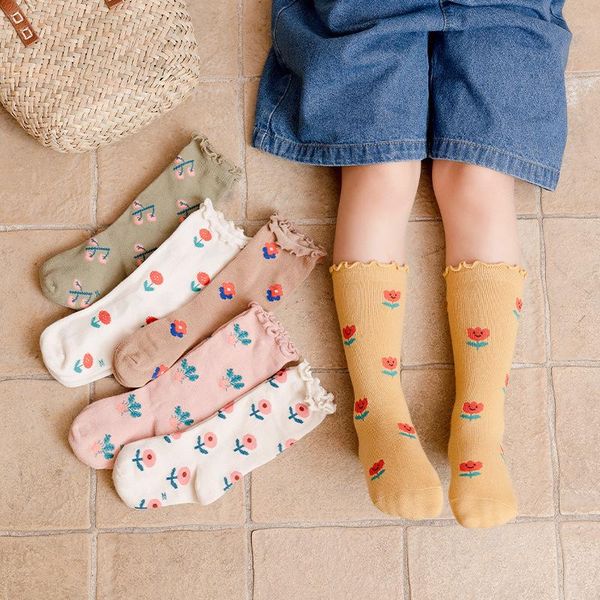 

socks 3pairs/lot 2021 ins fashion baby 1-8 years girls knit children, Pink;yellow