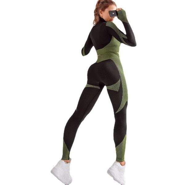 

tracksuits ladies sports suit seamless long sleeve autumn and winter women's hip lifting fitness, Gray