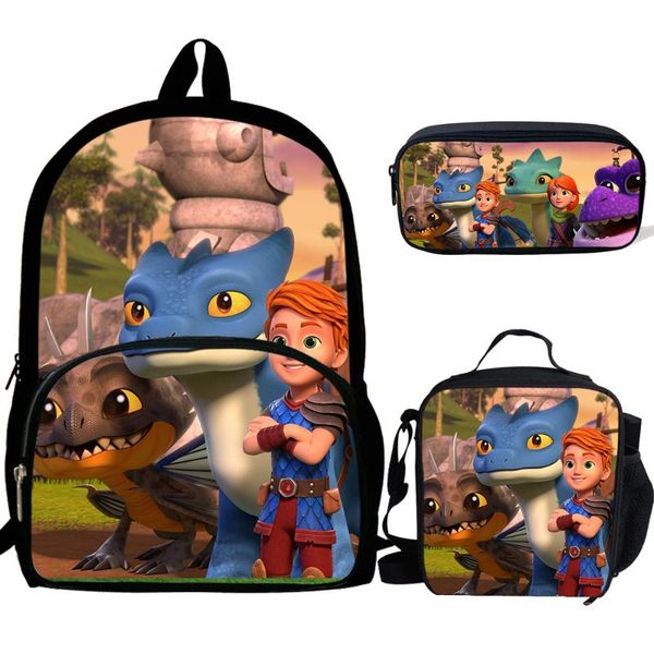 

school bags cute dragon rescue riders print backpacks children bookbag bag mochila boygirls daily shoulder 3pcs set pencil