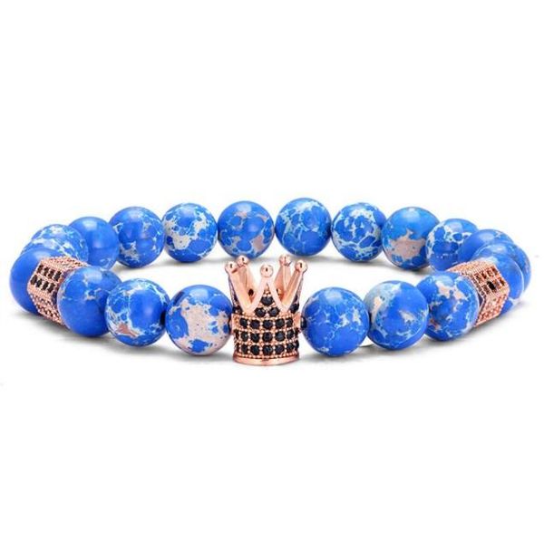 

beaded, strands 8mm crown elastic gold silver copper cz zircon cubic zirconia beads bohemian yoga bracelet agate onyx stone bangles ij5d, Black