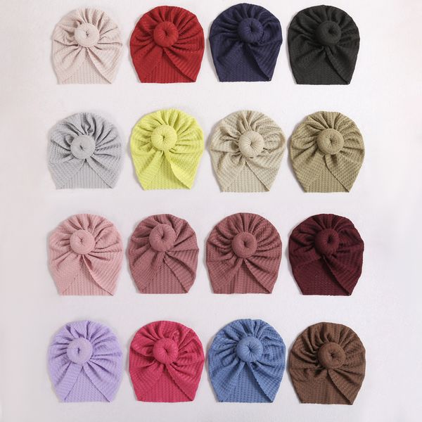 

baby hair accessories round knot hair bow babes beanie caps hat girls indian hat baby bandanas waffle turban headband, Yellow