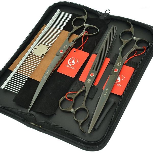 

8.0" pet grooming scissors set japan 440c dog straight curved cutting shears animal thinning clipper puppy trimmer tools 02571