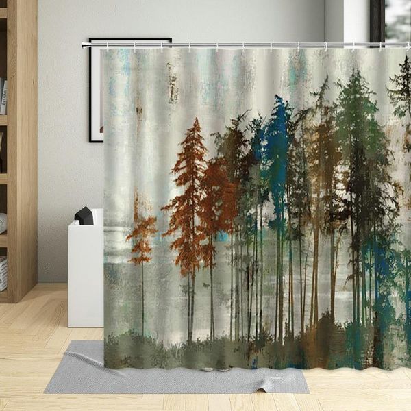 

shower curtains retro nature forest bathroom decor tree branches plant printing curtain polyester fabric waterproof with 12 hook