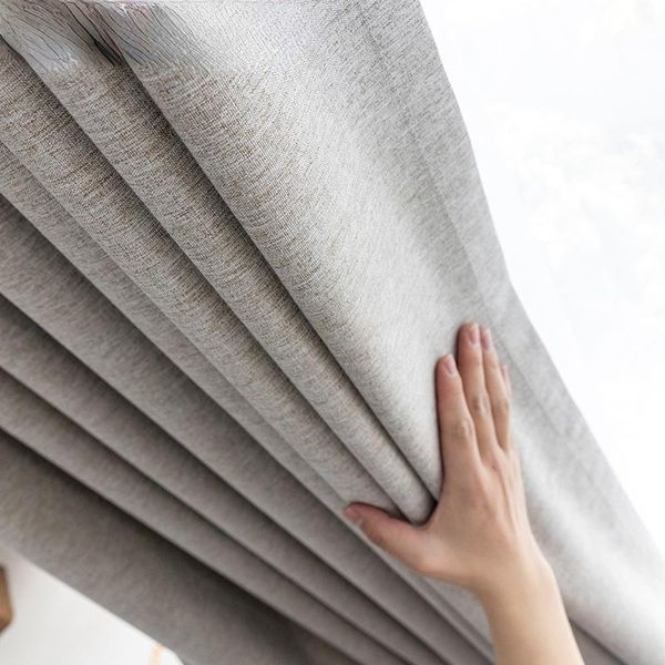 

curtain & drapes linen texture 100% blackout curtains for bedroom long living room window thermal insulated blinds panels