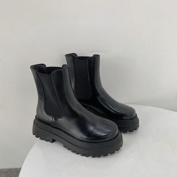 

boots women winter nakle round toe slip on 5cm heel for woman fashion shoes basic botas mujer plus size 39, Black