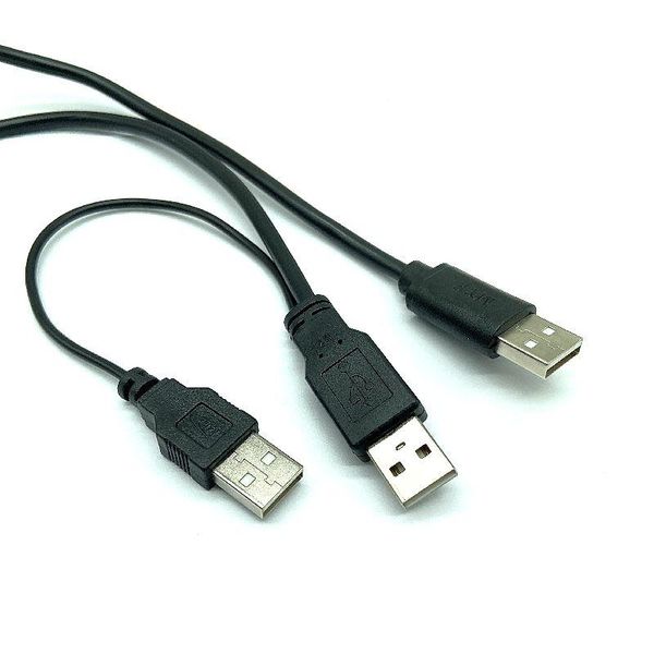 

2.0 type a male to dual usb y splitter cable cord black 70cm for mobile hard disk drive hdd computer cables & connectors