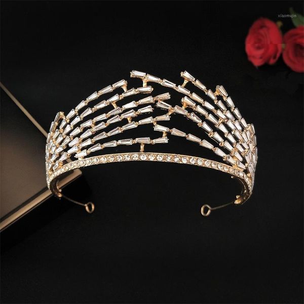 

hair clips & barrettes european style bride wedding white gauze crown rhinestone alloy baroque dress korean po 18-year-old adult, Golden;silver