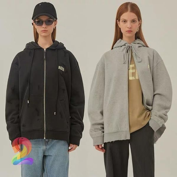 

zip hooded jacket men women loose sweater aedrerror fashion casual drawstring sports jackets men's, Black;brown