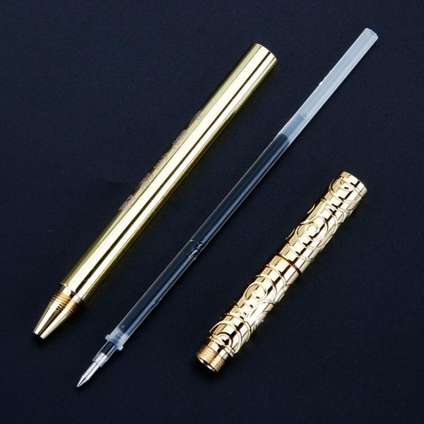 

retro brass black ink ballpoint pen handmade gel ball point h05a pens